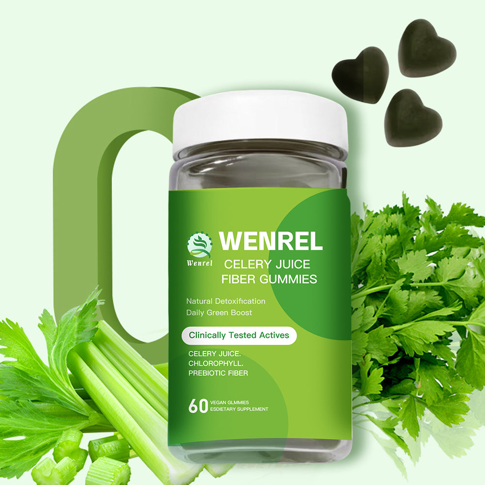 WENREL Natural Celery Juice Prebiotic Gummies - 14-Day Revitalizing Detox